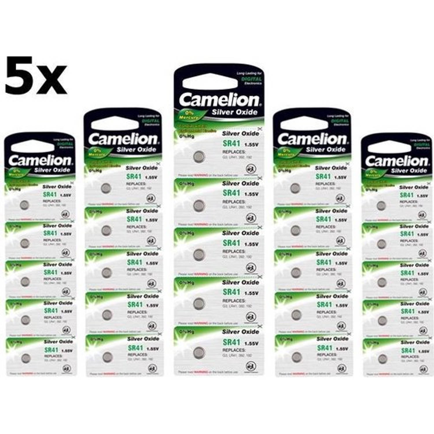 Camelion 25 Stuks (5 Blisters A 5st) - Silver Oxide Sr41w/392 1.55v Knoopcel Batterij