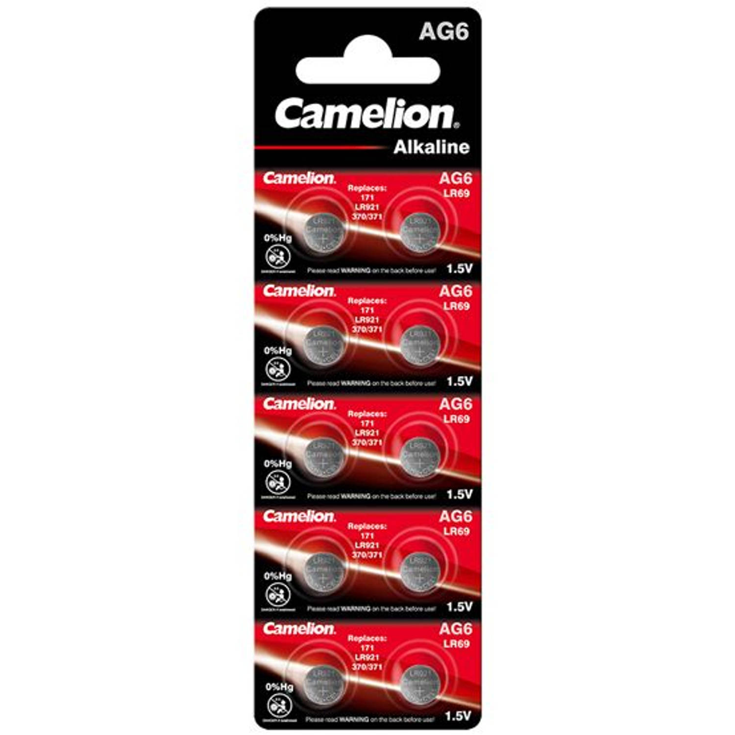 Camelion Alkaline Knoopcel Wg6 / Lr69, 1,5 Volt, 0% Hg - 10 Stuks