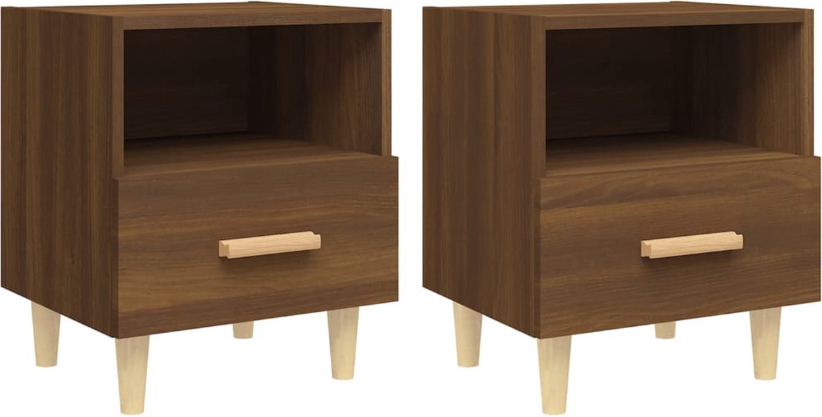 Vidaxl Nachtkastjes 2 St 40x35x47 Cmeikenkleurig - Bruin