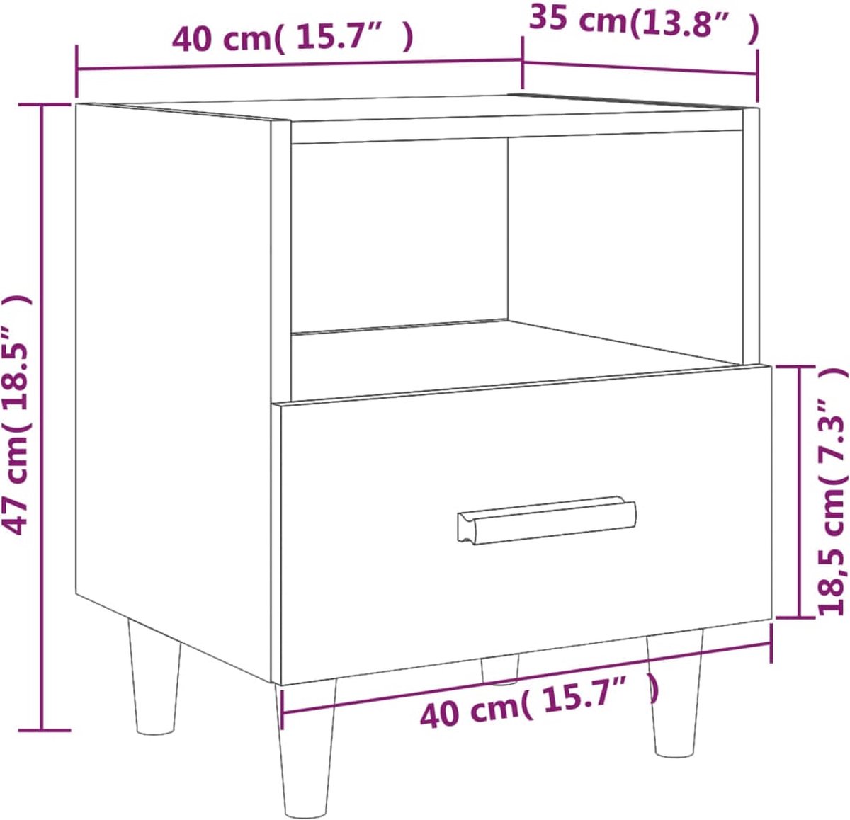 Vidaxl Nachtkastjes 2 St 40x35x47 Cmeikenkleurig - Bruin