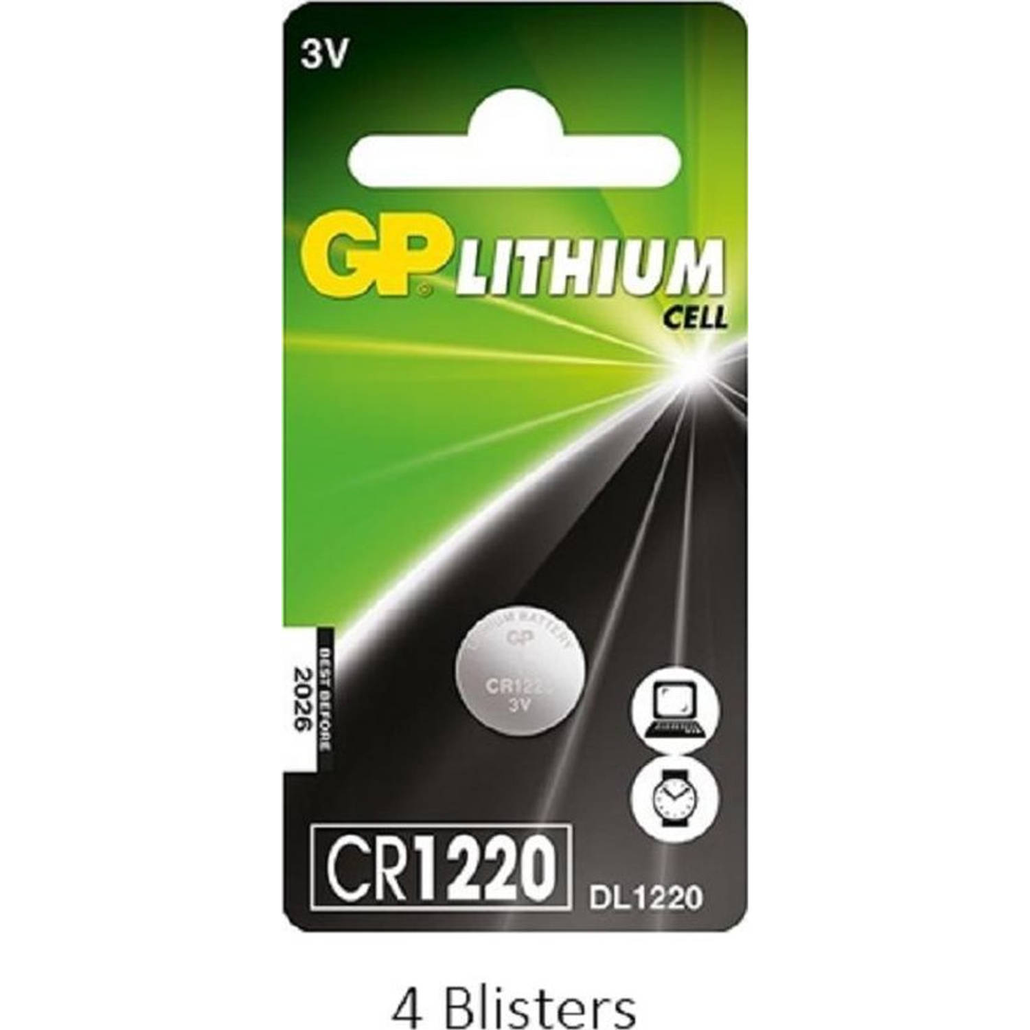 GP 4 Stuks (4 Blisters A 1 Stuks) Lithium Cell Cr1220