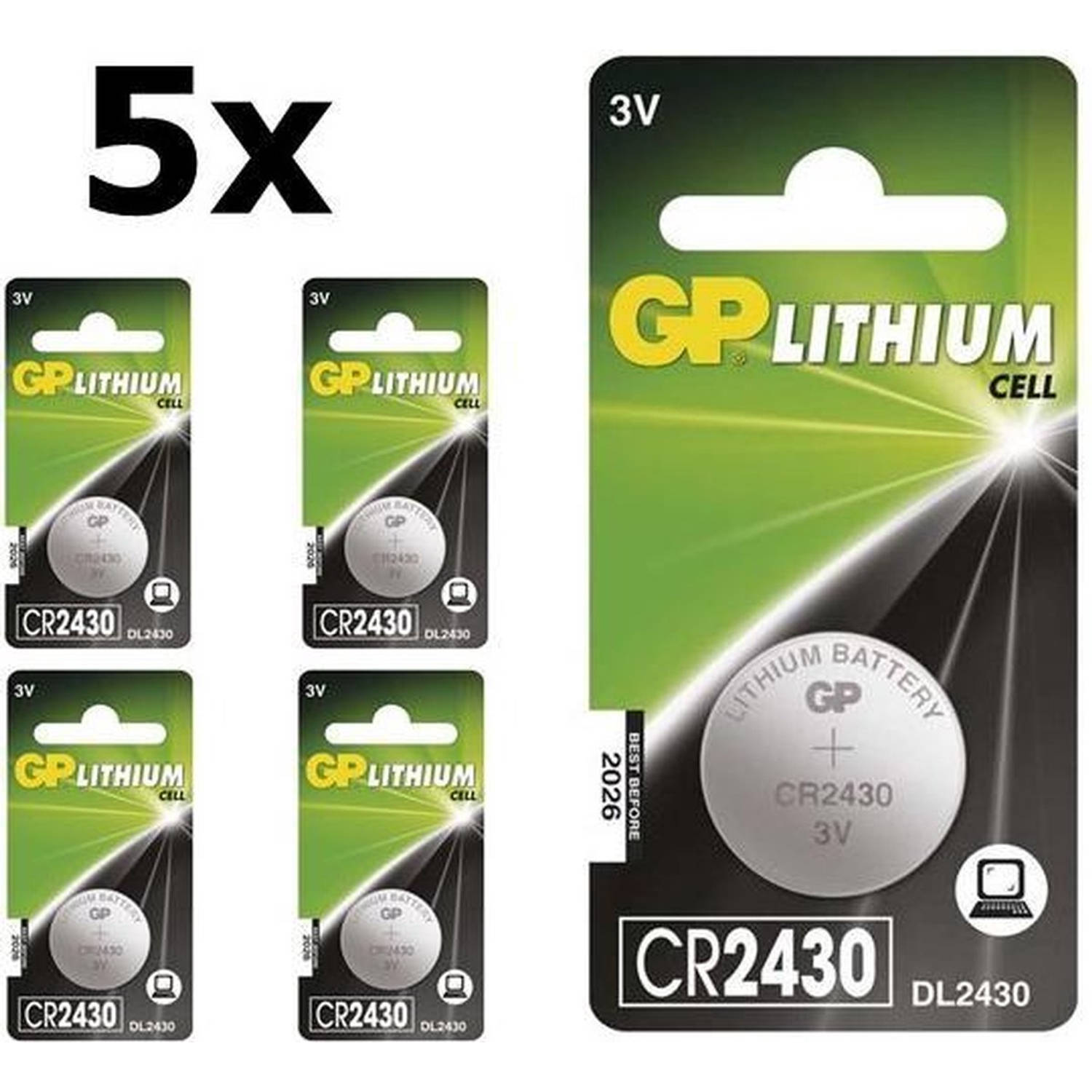 GP 5 Stuks Cr2430 3v Lithium Knoopcelbatterij