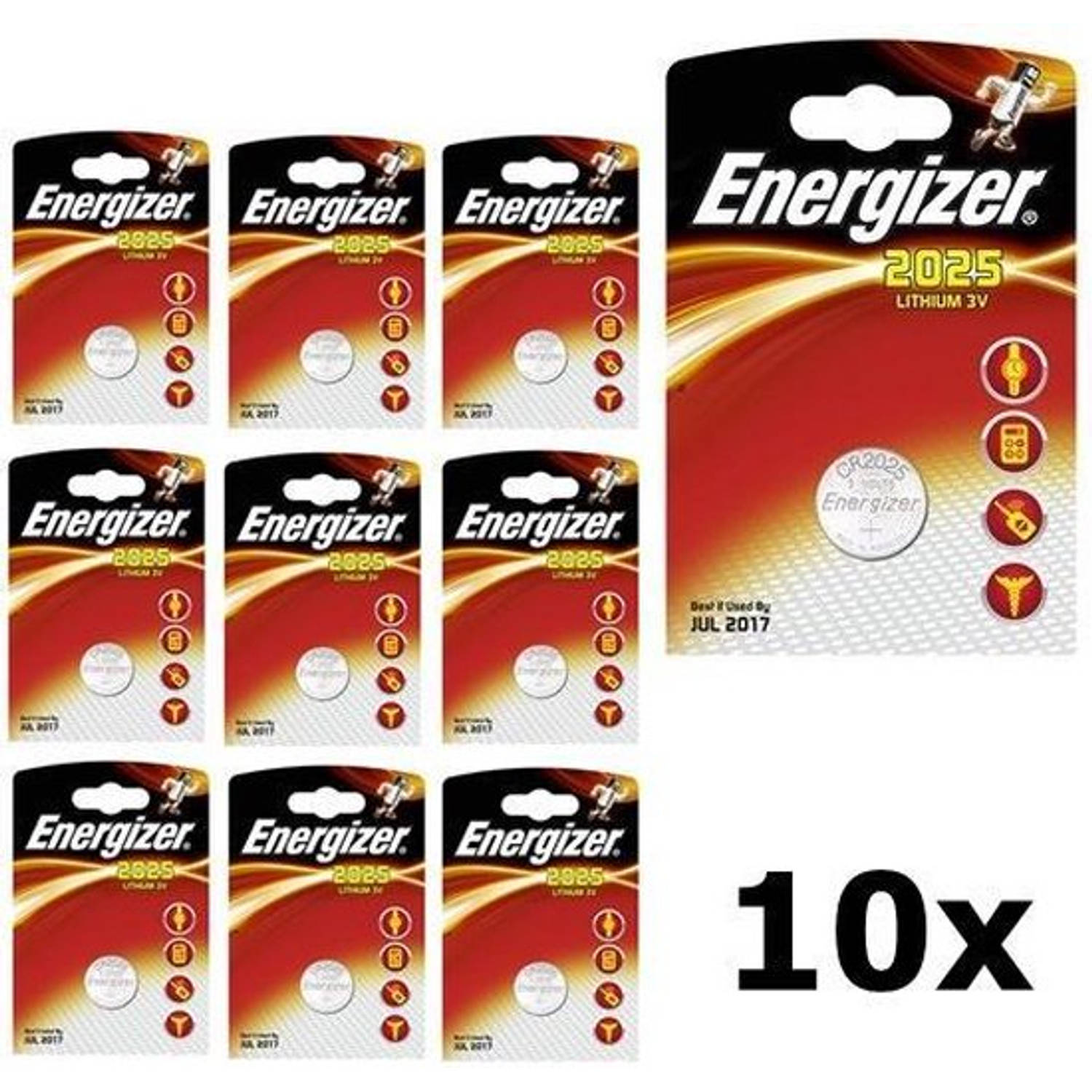 Energizer 10 Stuks (10 Blister A 1st) Cr2025 3v Lithium Knoopcel Batterij