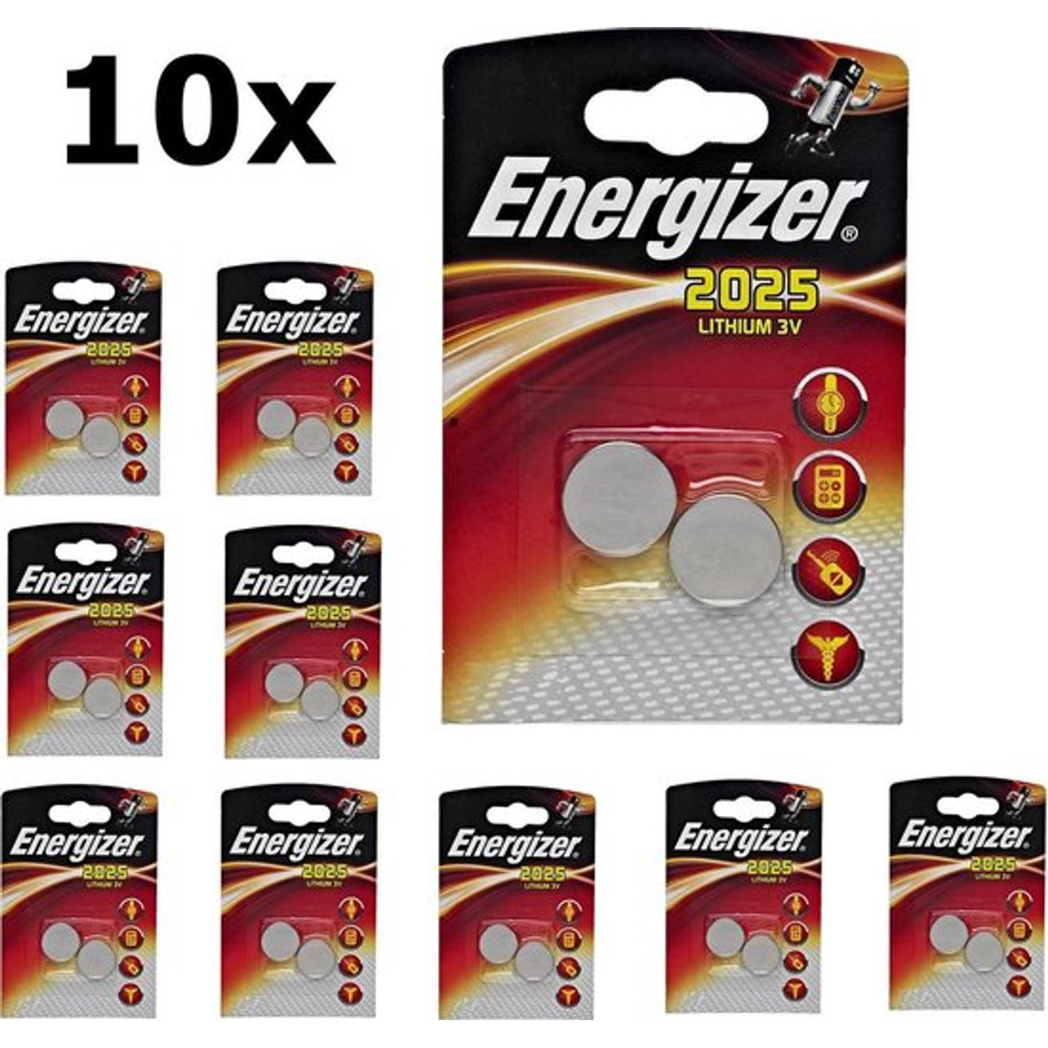 Energizer 20 Stuks (10 Blisters A 2 St) Cr2025 3v Lithium Knoopcel Batterij