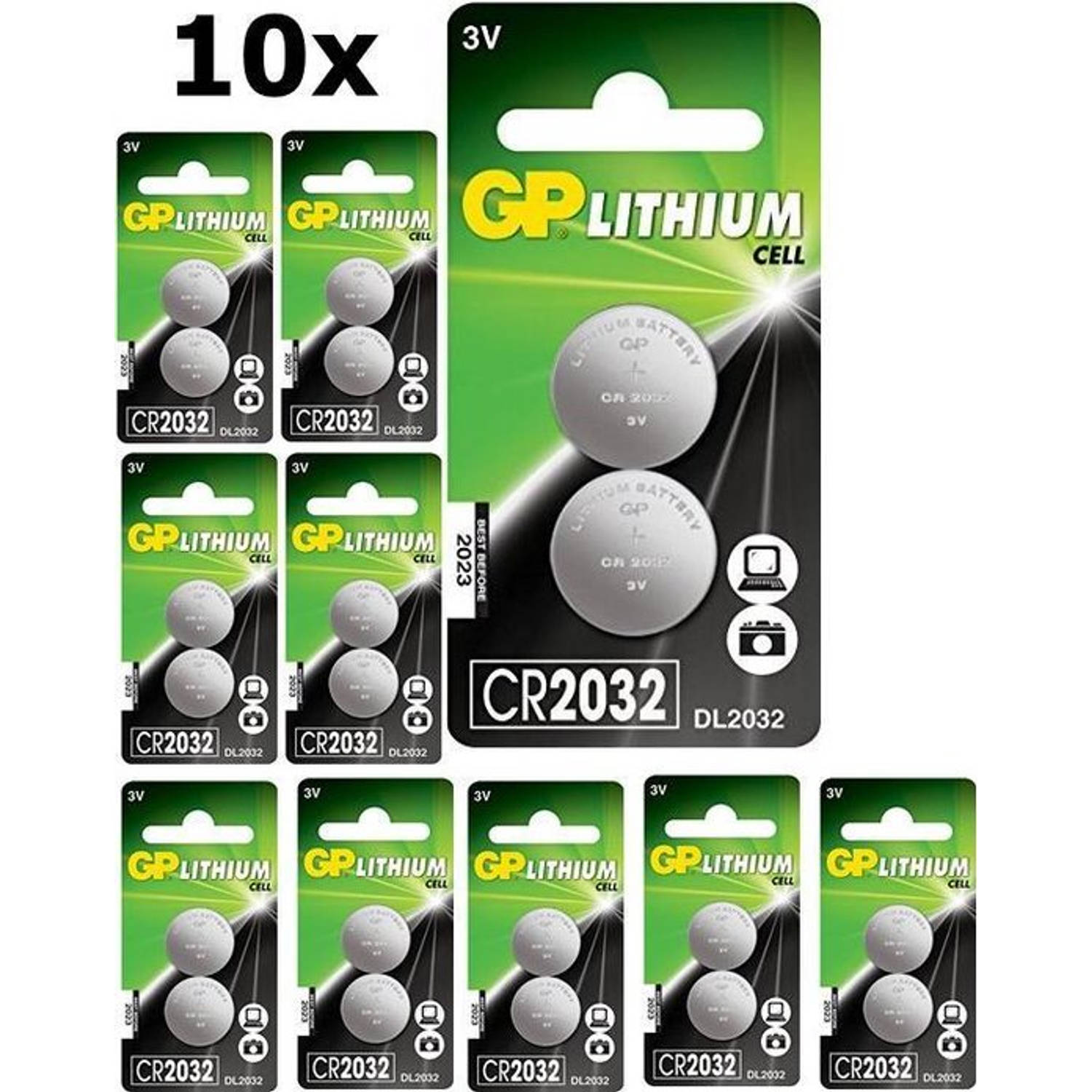 GP 20 Stuks (10 Blister A 2st) Cr2032 210mah 3v Lithium Batterij