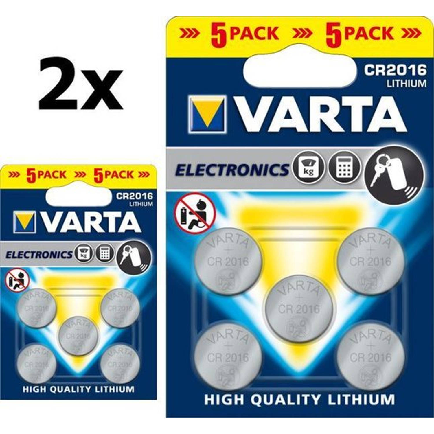 Varta Cr2016 Professional Electronics 3v 90mah Lithium Knoopcel - 10 Stuks (2 Blisters A 5st)