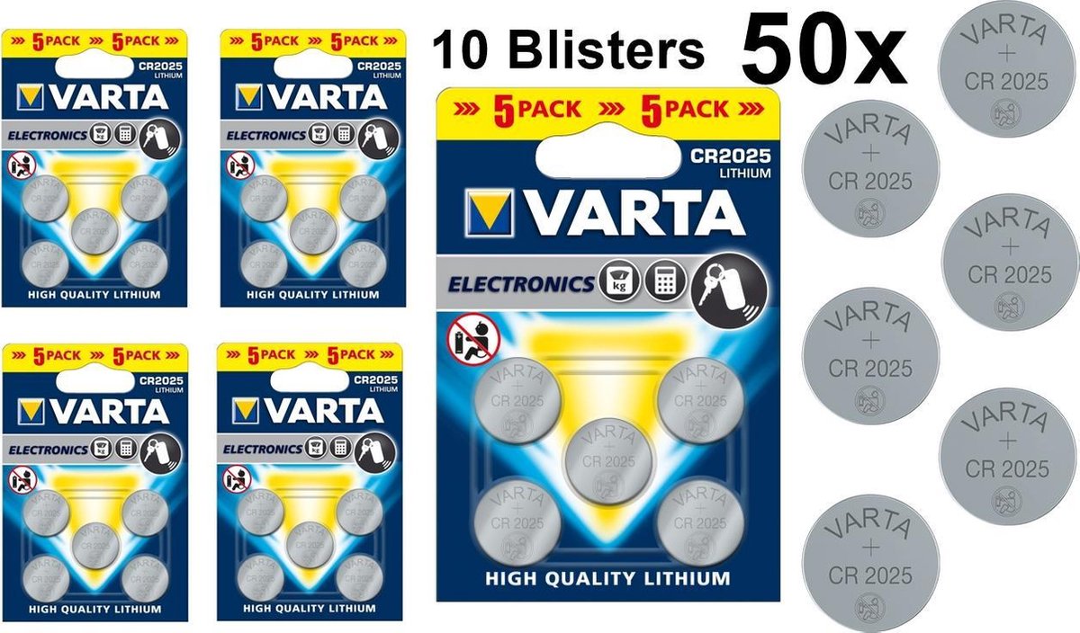 Varta 50 Stuks (10 Blisters A 5st) - Cr2025 3v Lithium Knoopcel Batterij