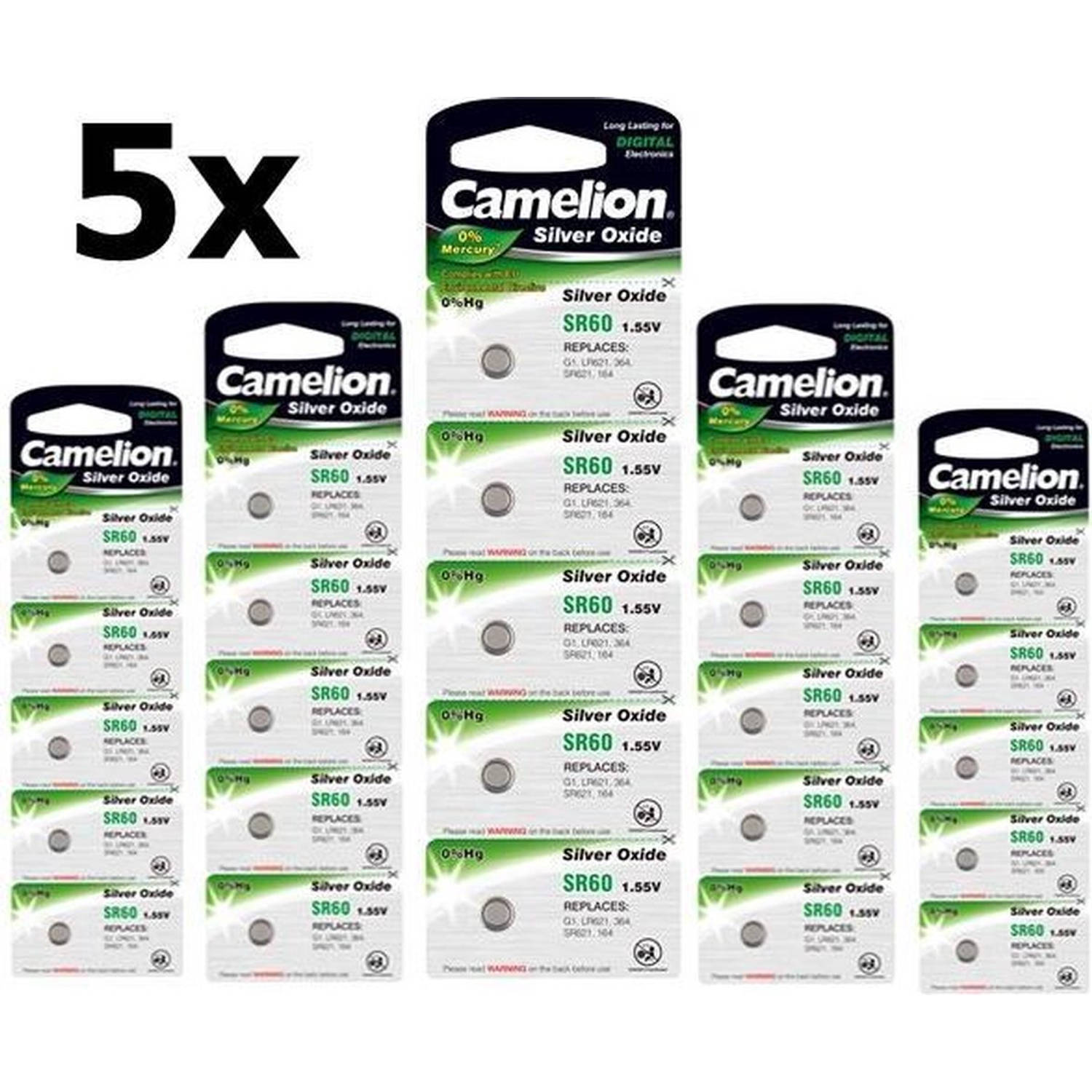 Camelion 25 Stuks (5 Blisters A 5st) - Silver Oxide Sr60 /364 1.55v Knoopcel Batterij