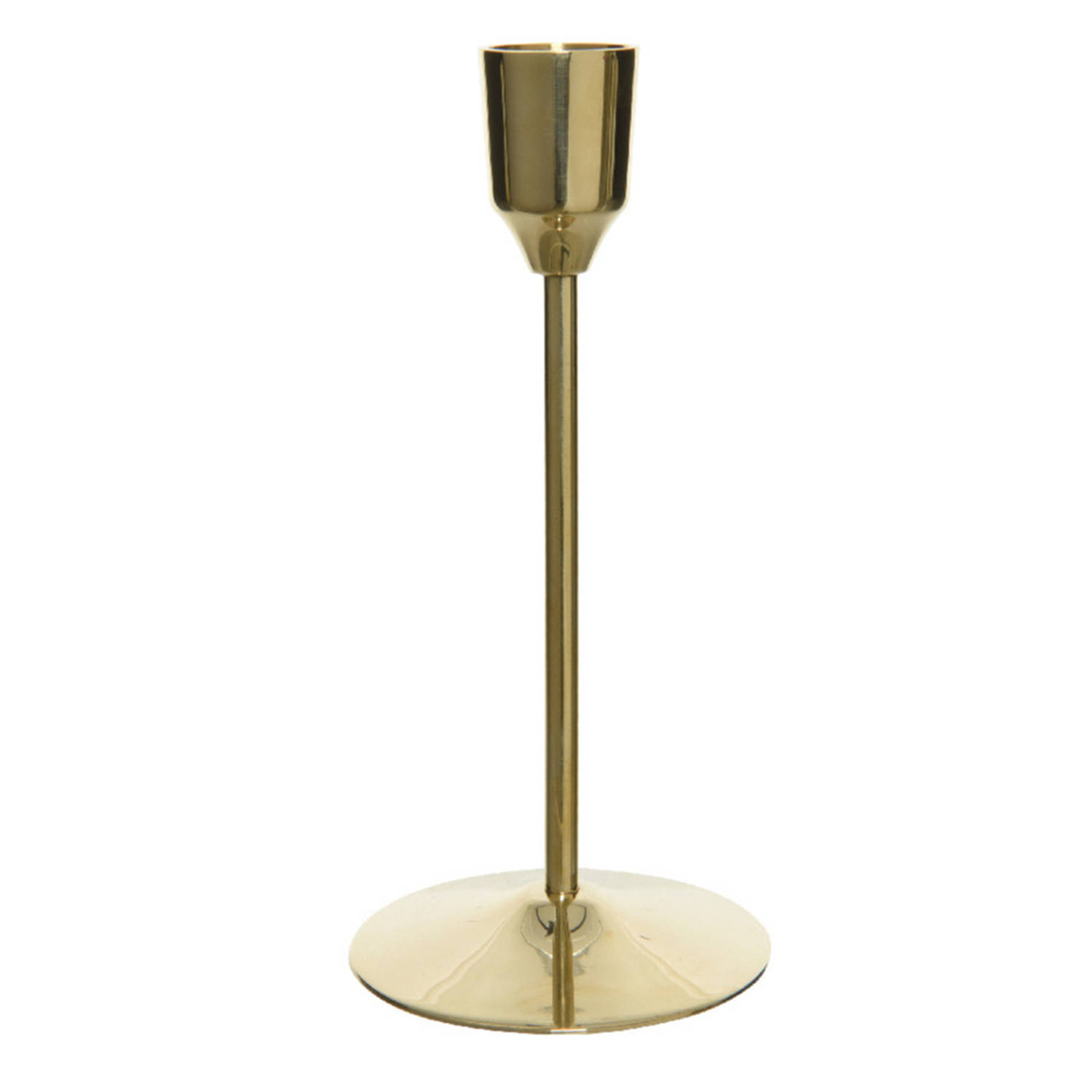 Decoris Luxe Diner Kaarsen Staande Kandelaar Aluminium Kleur Goud 20 Cm - Kaars Kandelaars