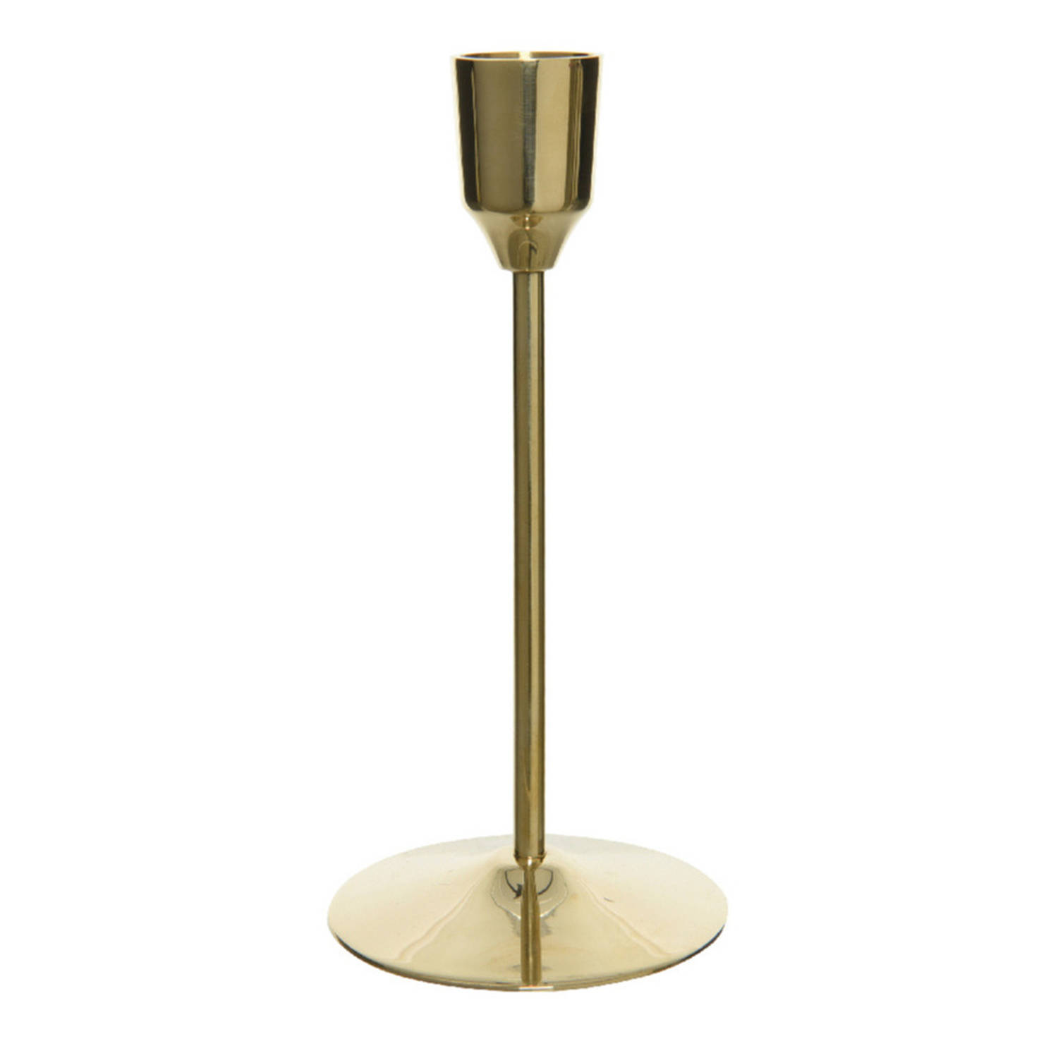 Decoris Luxe Diner Kaarsen Staande Kandelaar Aluminium Kleur Goud 15 Cm - Kaars Kandelaars