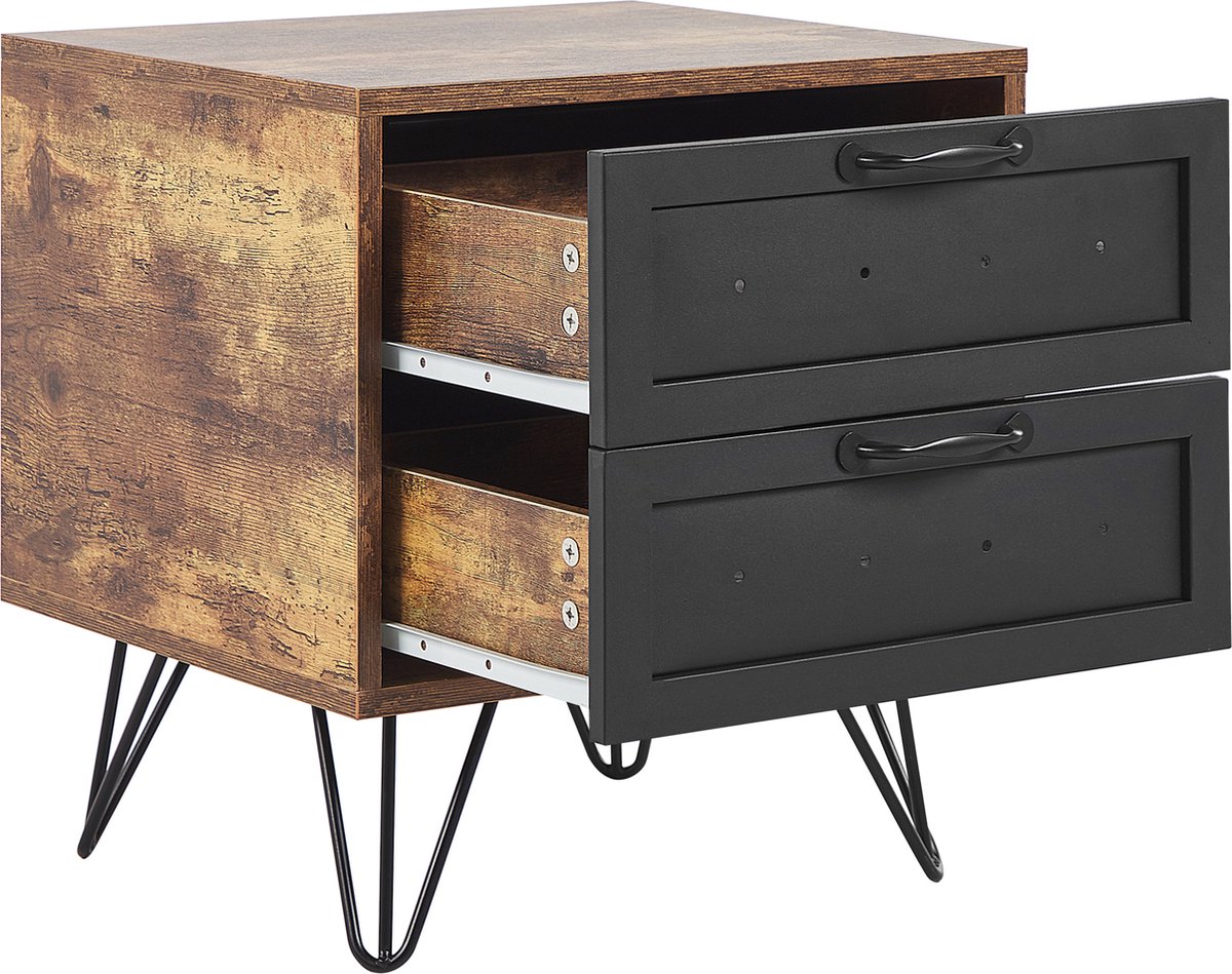 Beliani Arkan - Bijzettafel-donkere Houtkleur-vezelplaat - Bruin