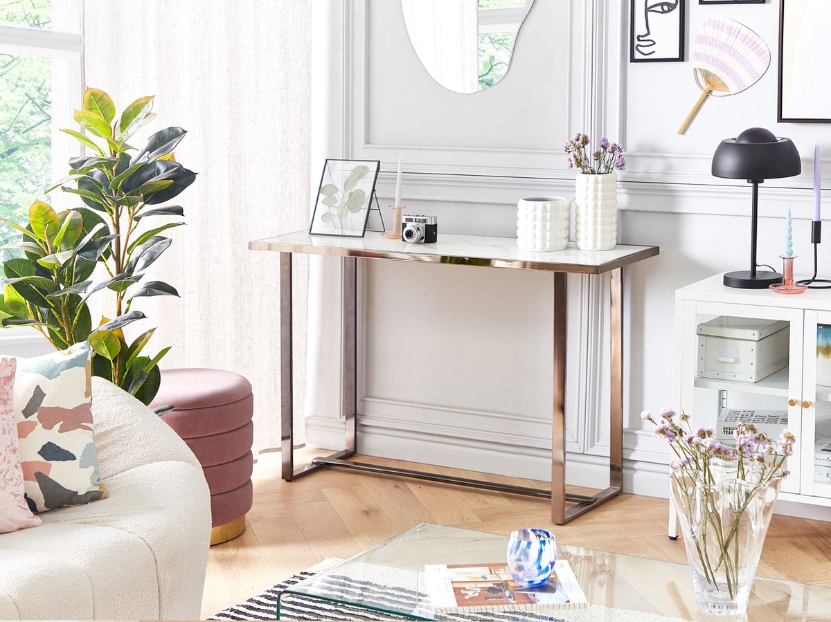 Beliani Plano - Consoletafel-wit-veiligheidsglas