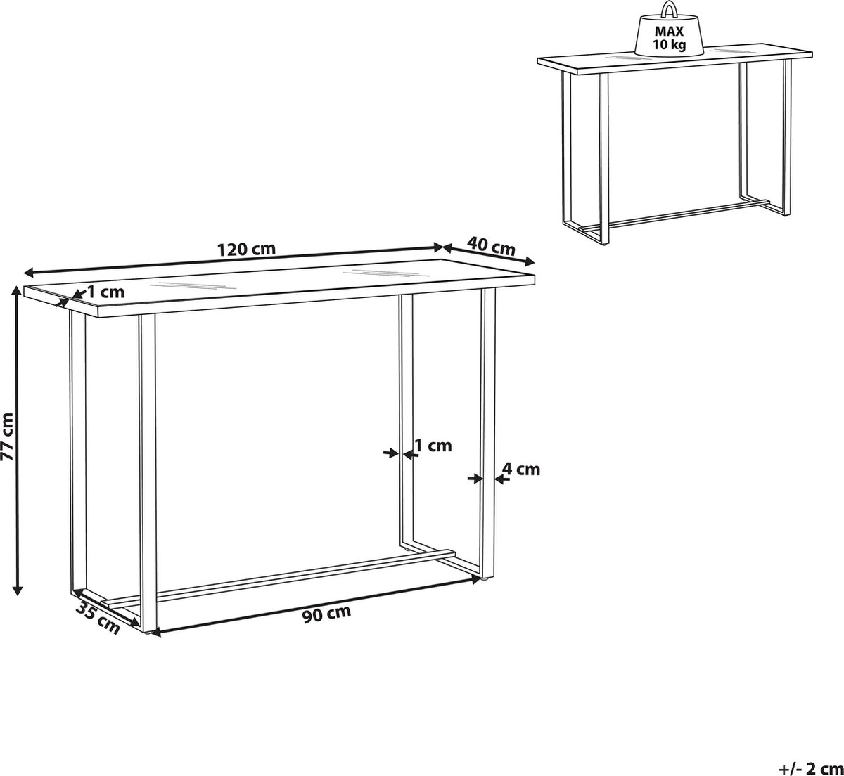 Beliani Plano - Consoletafel-wit-veiligheidsglas