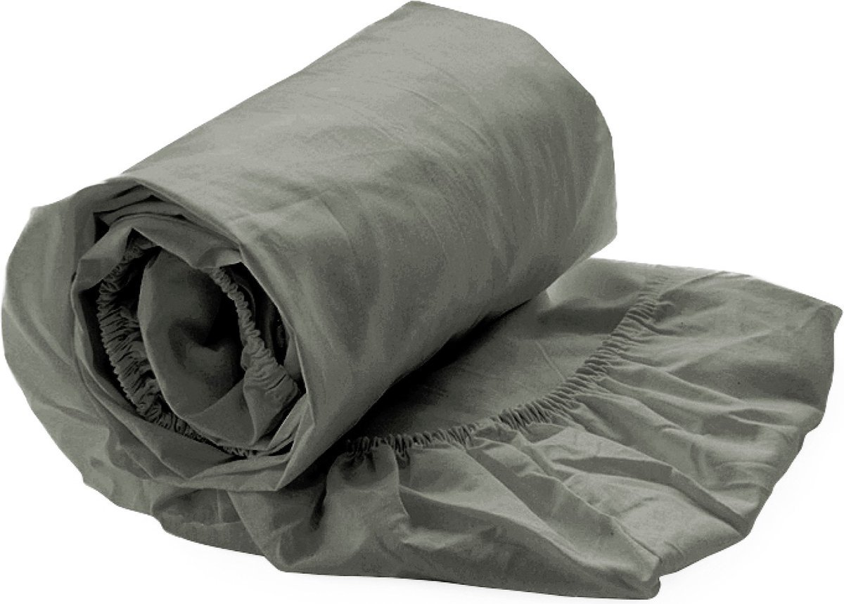 Yellow Hoeslaken Katoen Perkal 40cm Hoekhoogte - Army Green 90x210/220cm - Groen