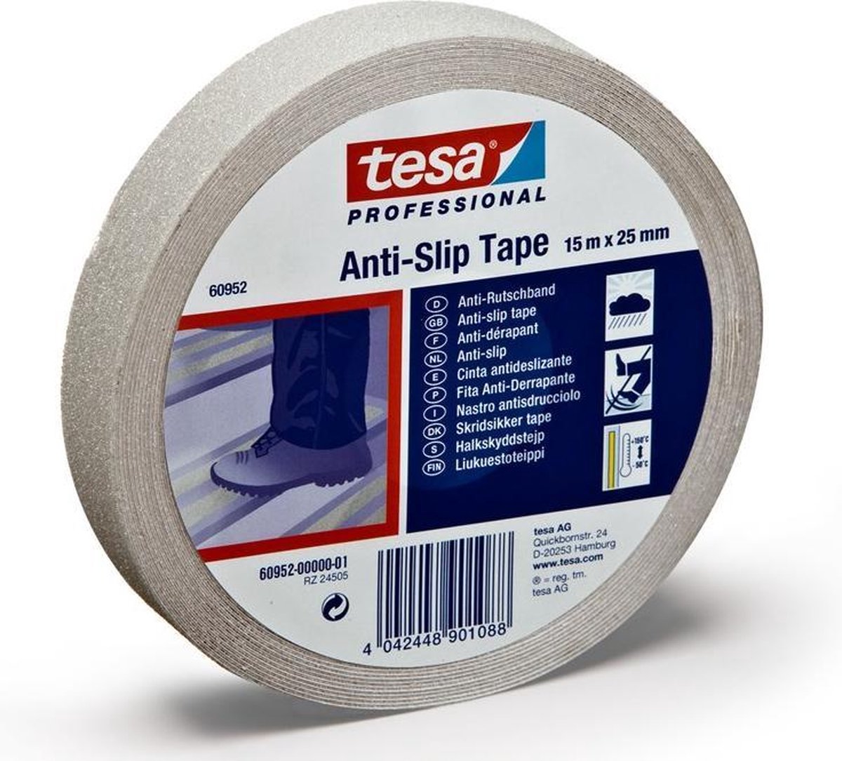 Tesa 60952-00000-00 60952-00000-00 Anti-slip tape Anti-Rutsch 60952 Transparant (l x b) 15 m x 25 mm 15 m