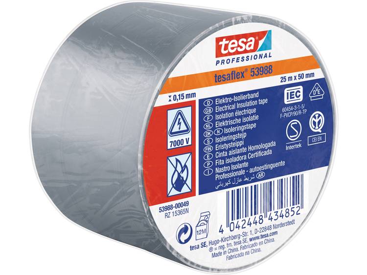 Tesa 53988-00049-00 Isolatietape 53988 (l x b) 25 m x 50 mm 25 m - Grijs