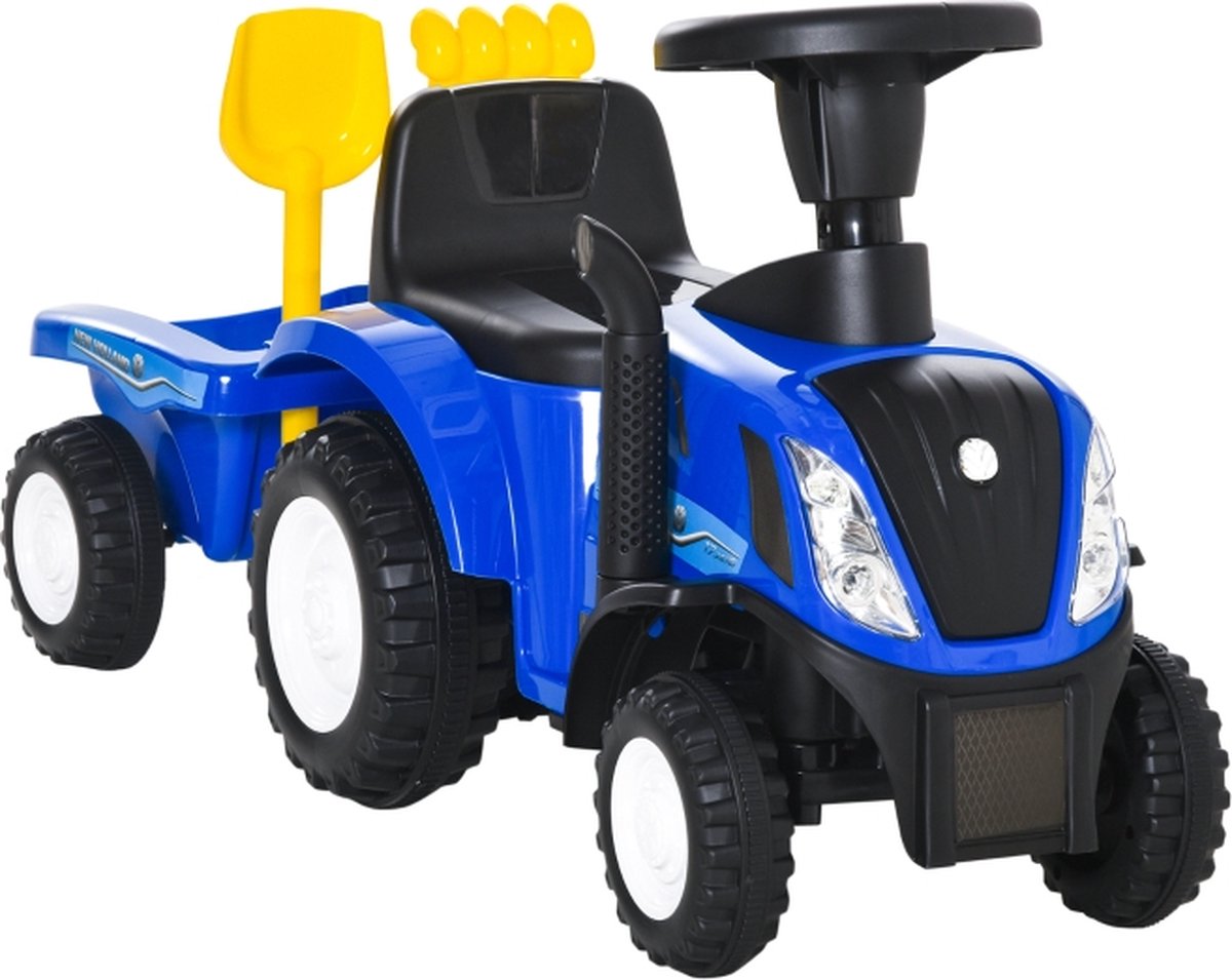 Tractor - Loopwagen - Loopauto - Met Aanhanger - Buitenspeelgoed - 91 Cm X 29 Cm X 44 Cm - Blauw