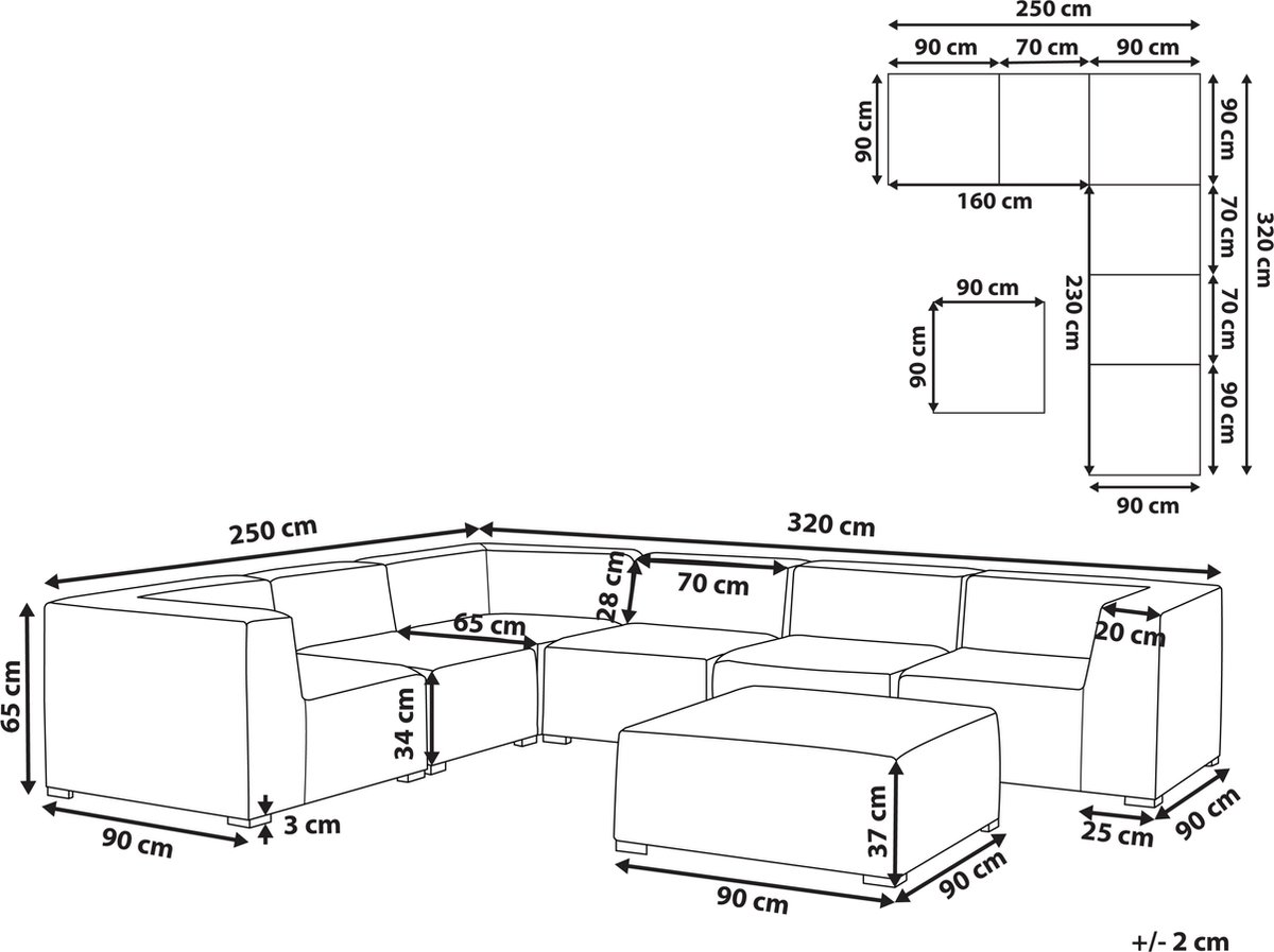 Beliani Arezzo - Loungeset--polyester - Grijs