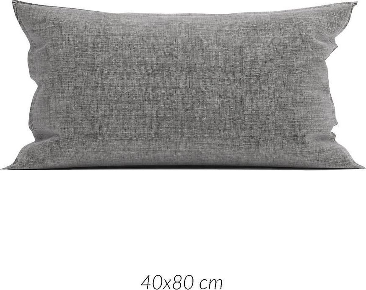 Zo Home Lino Kussensloop Linnen Look - Dark Grey 40x80cm - Grijs