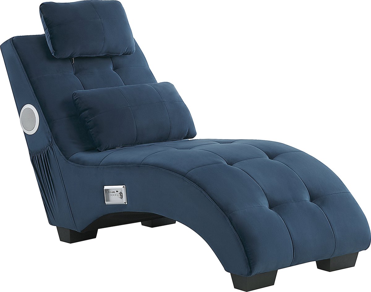 Beliani Simorre - Chaise Longue--fluweel - Blauw