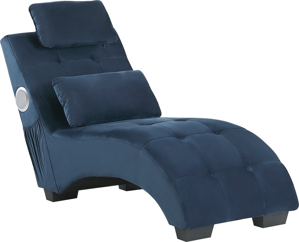 Beliani Simorre - Chaise Longue--fluweel - Blauw