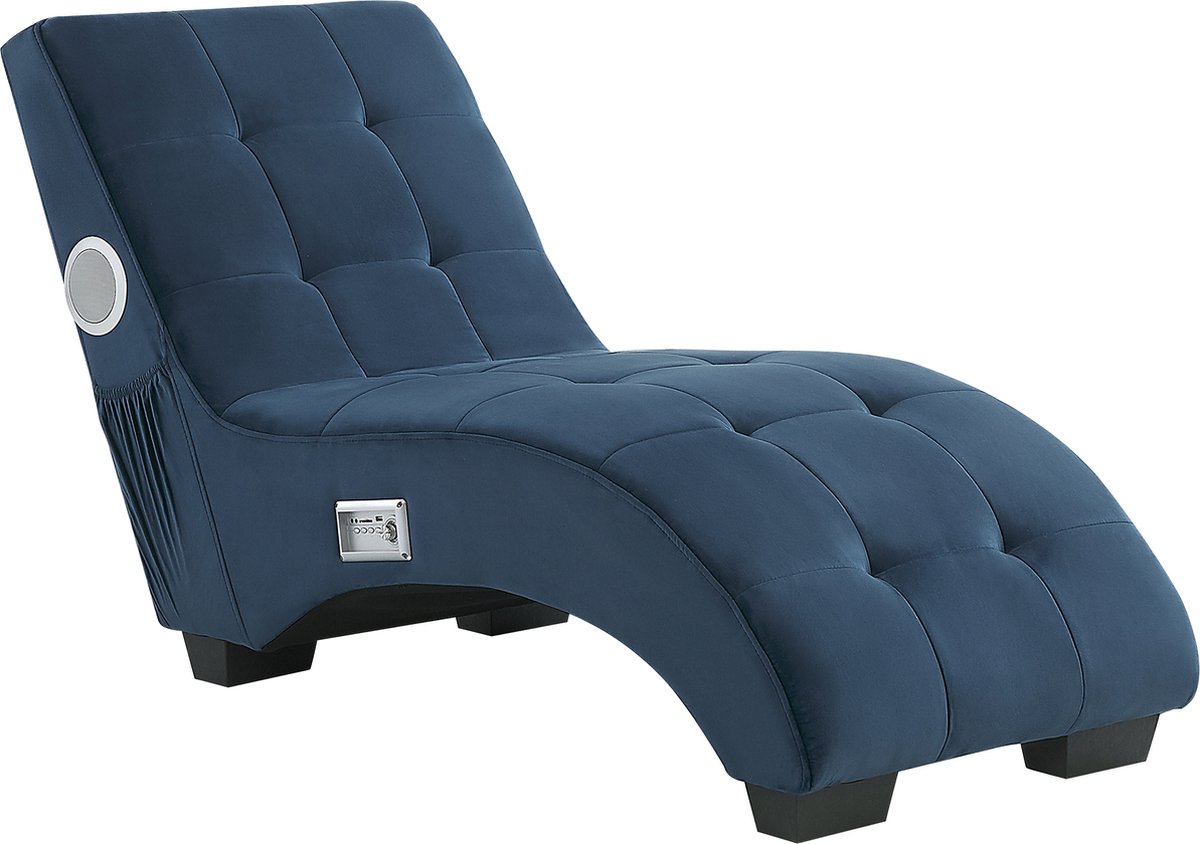 Beliani Simorre - Chaise Longue--fluweel - Blauw
