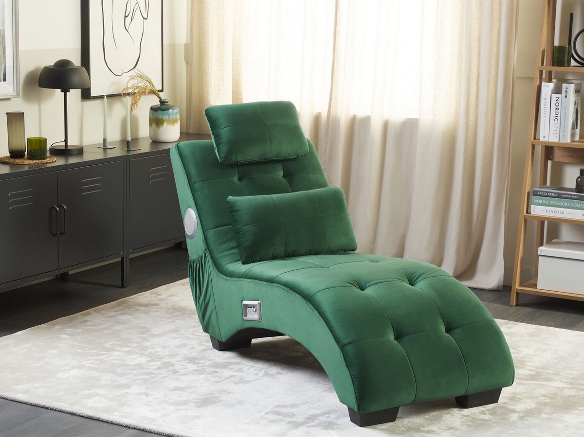 Beliani Simorre - Chaise Longue--fluweel - Groen