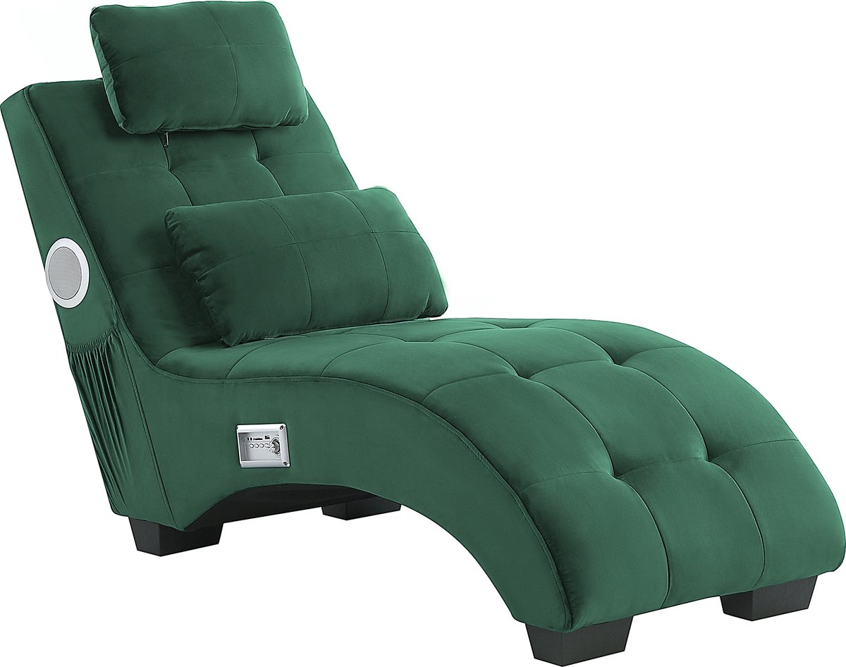 Beliani Simorre - Chaise Longue--fluweel - Groen