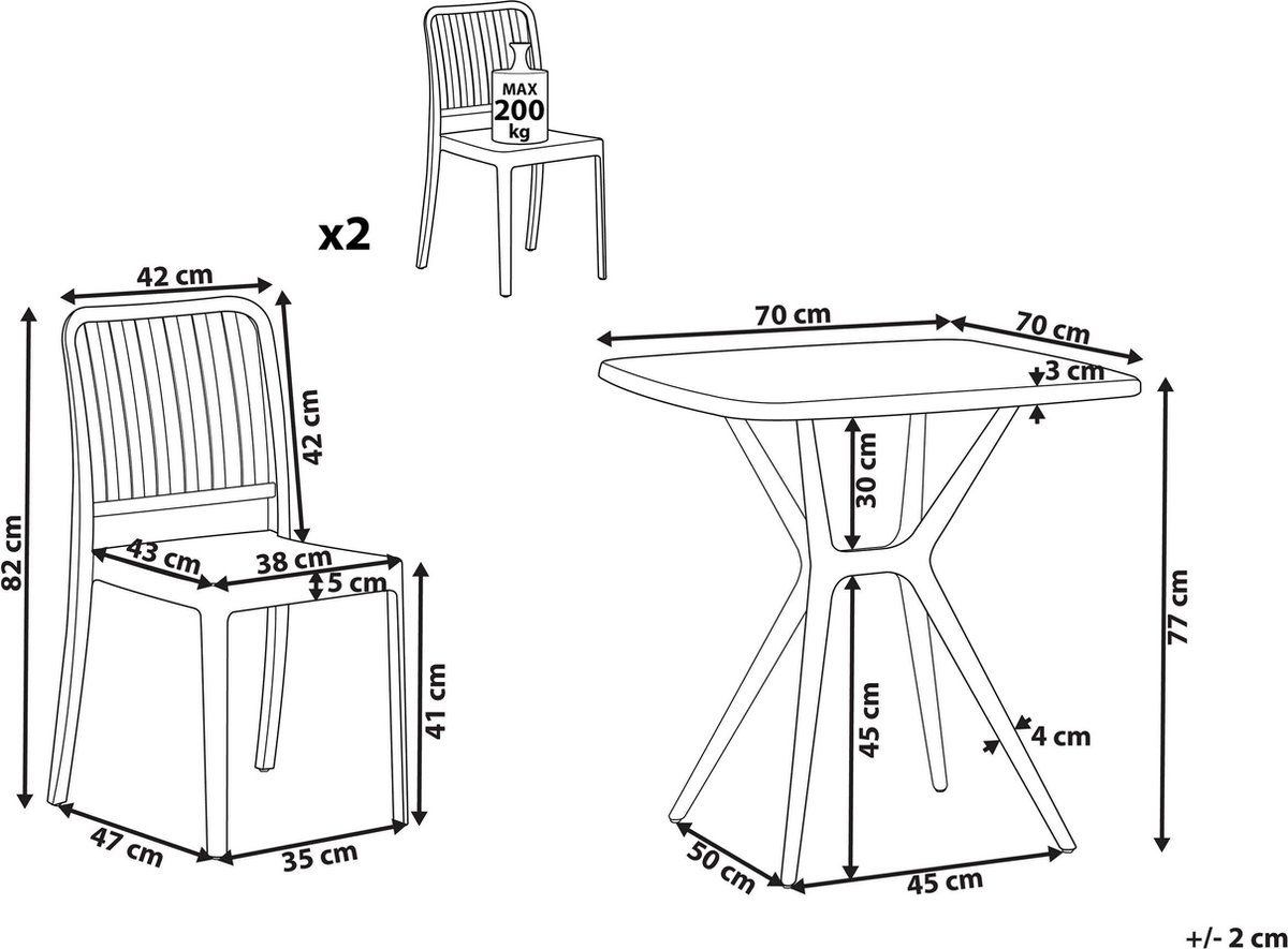 Beliani Sersale - Bistroset-wit-synthetisch Materiaal