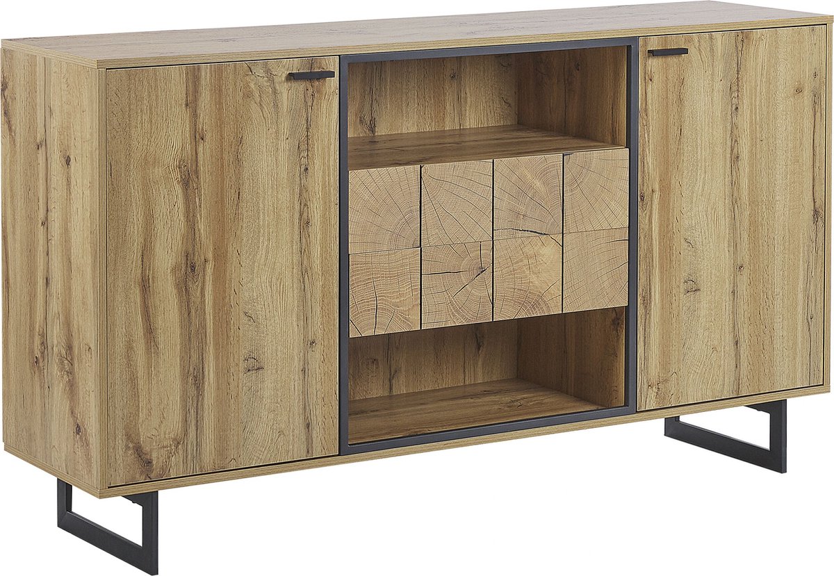 Beliani Boiso - Sideboard-lichte Houtkleur-vezelplaat - Bruin