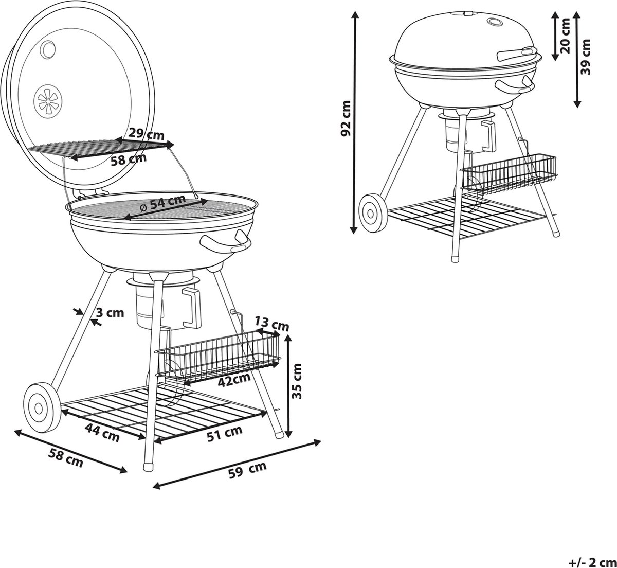 Beliani Marapi - Houtskoolgrill--staal - Zwart