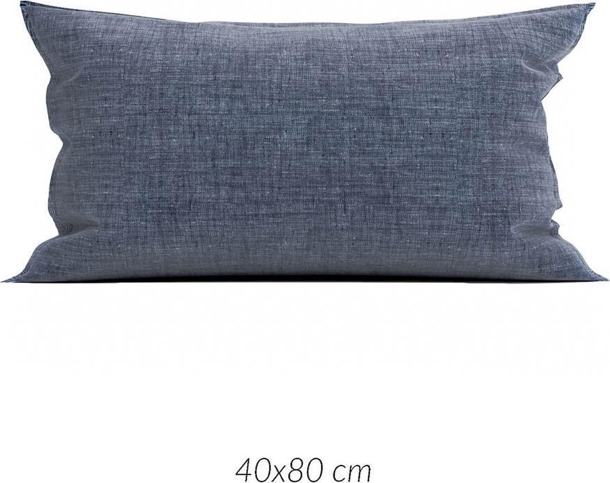 Zo Home Lino Kussensloop Linnen Look - Urban Blue 40x80cm - Blauw