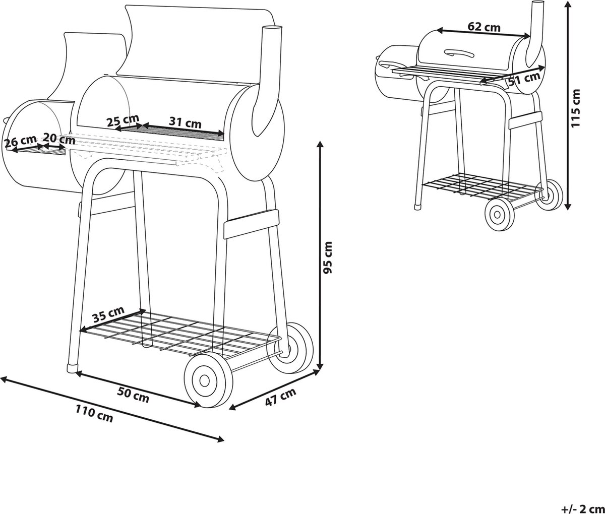 Beliani Satah - Houtskoolgrill--staal - Zwart