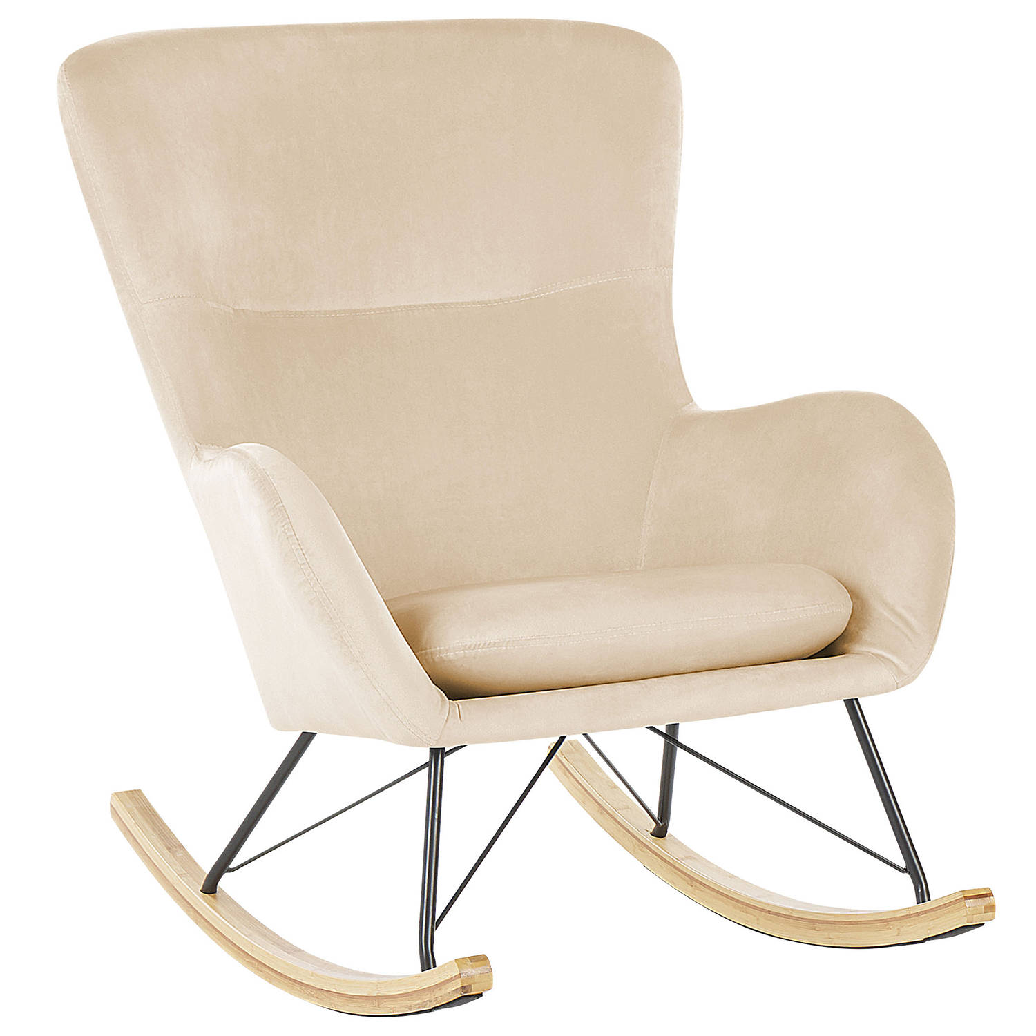 Beliani Ellan - Schommelstoel-beige-fluweel