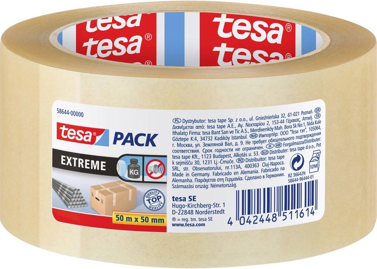 Tesa pack Extreme 58644-00000-00 Pakband Transparant (l x b) 50 m x 50 mm 50 m