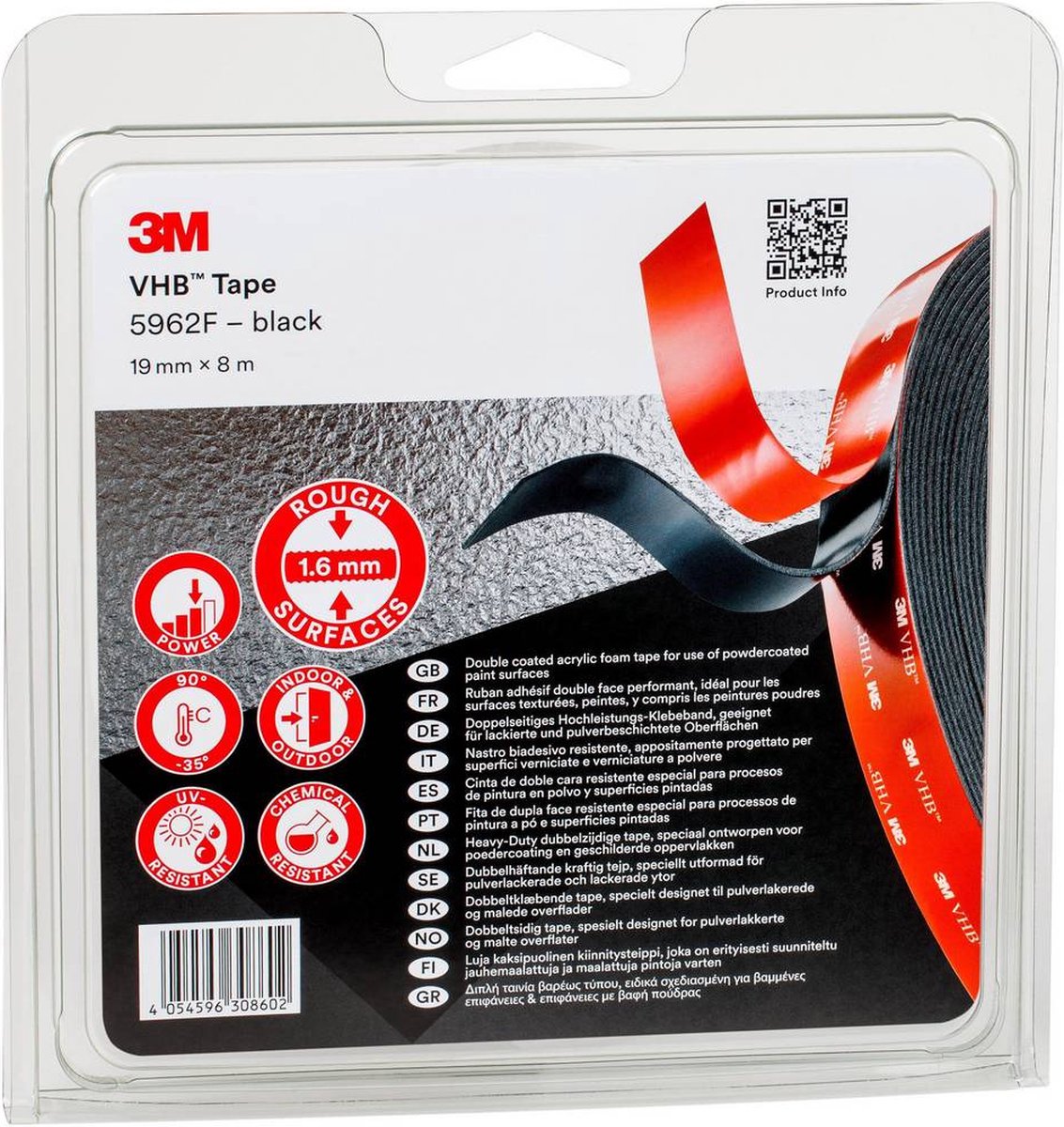 3M™ 5962F/IPS Plakband (l x b) 8 m x 19 mm 8 m - Zwart