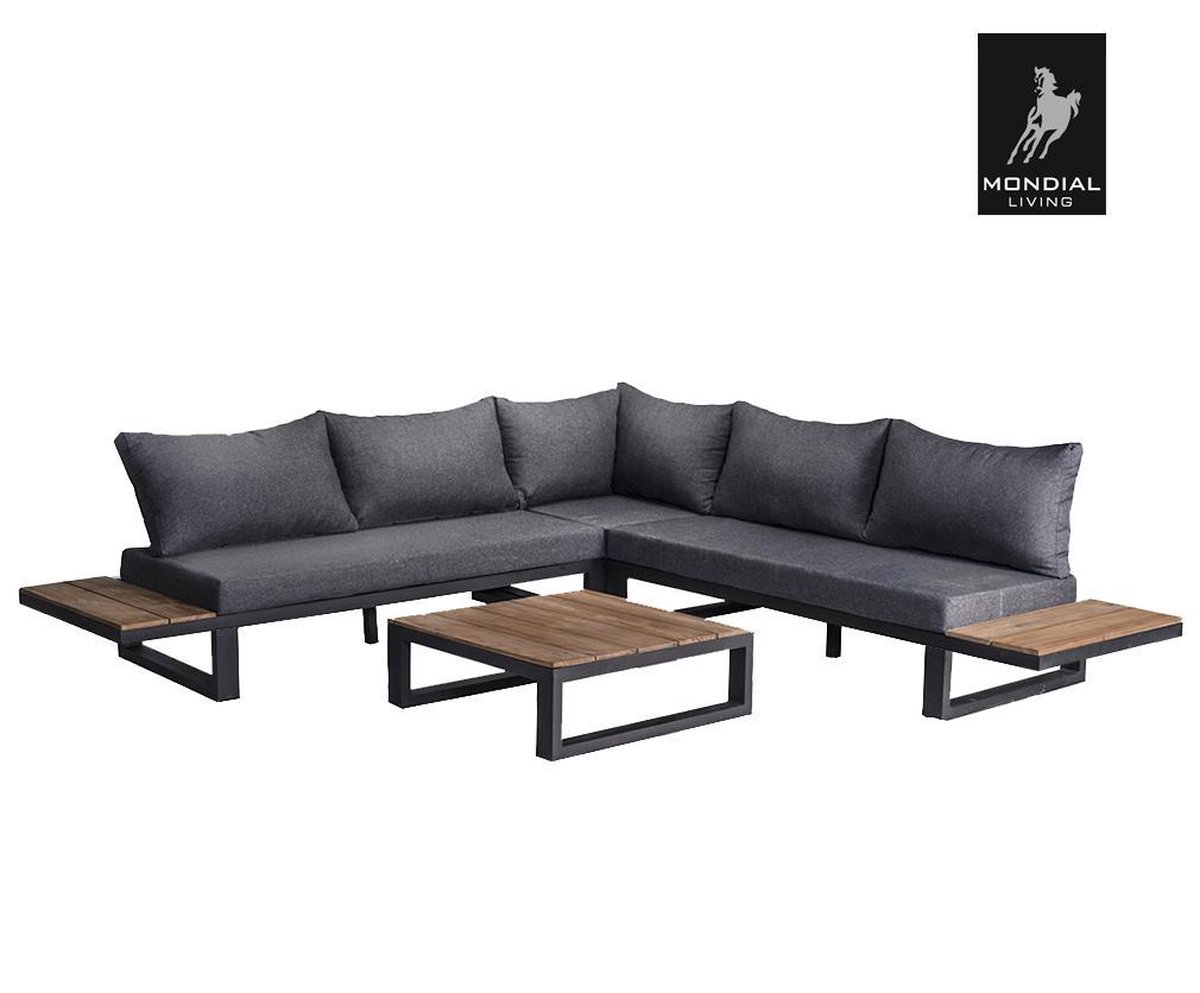 6-persoons Loungeset Canyon Hoekset Incl. Acacia Houten Tafel - Grijs