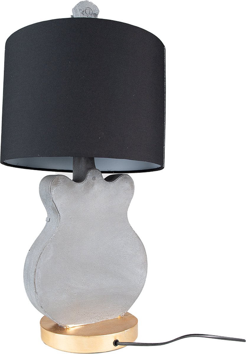 Clayre & Eef Tafellamp Gitaar Ø 30*68 Cm Kunststof Bureaulamp Bureaulamp - Grijs