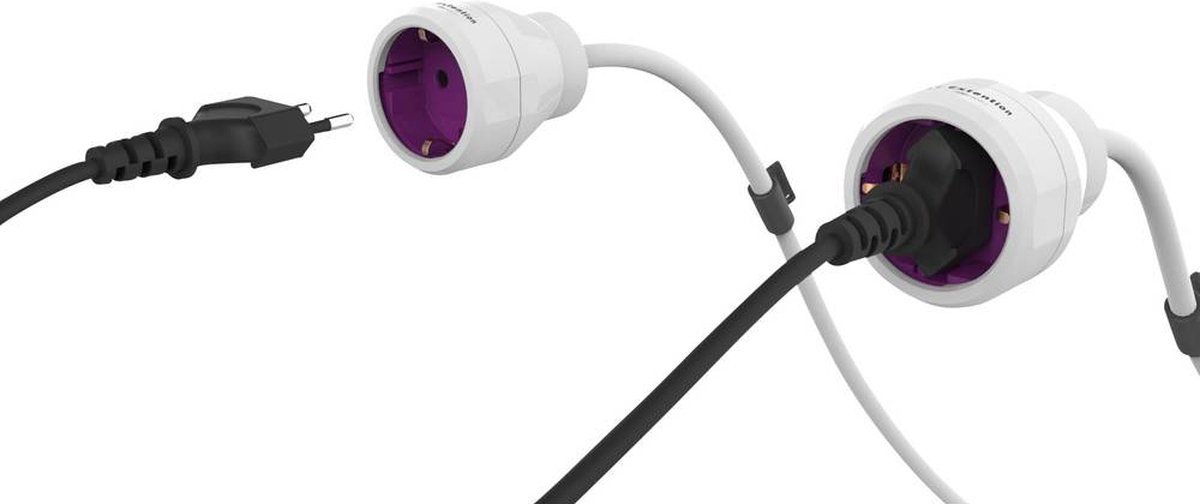 Allocacoc 50466 Stroom Verlengkabel 16 A, Magenta 5.00 m - Wit