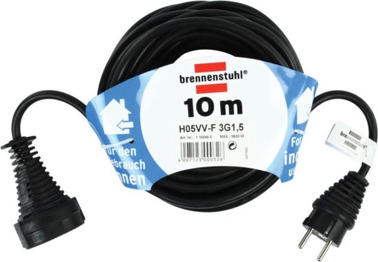 Brennenstuhl 1165460 Stroom Verlengkabel 10.00 m - Zwart