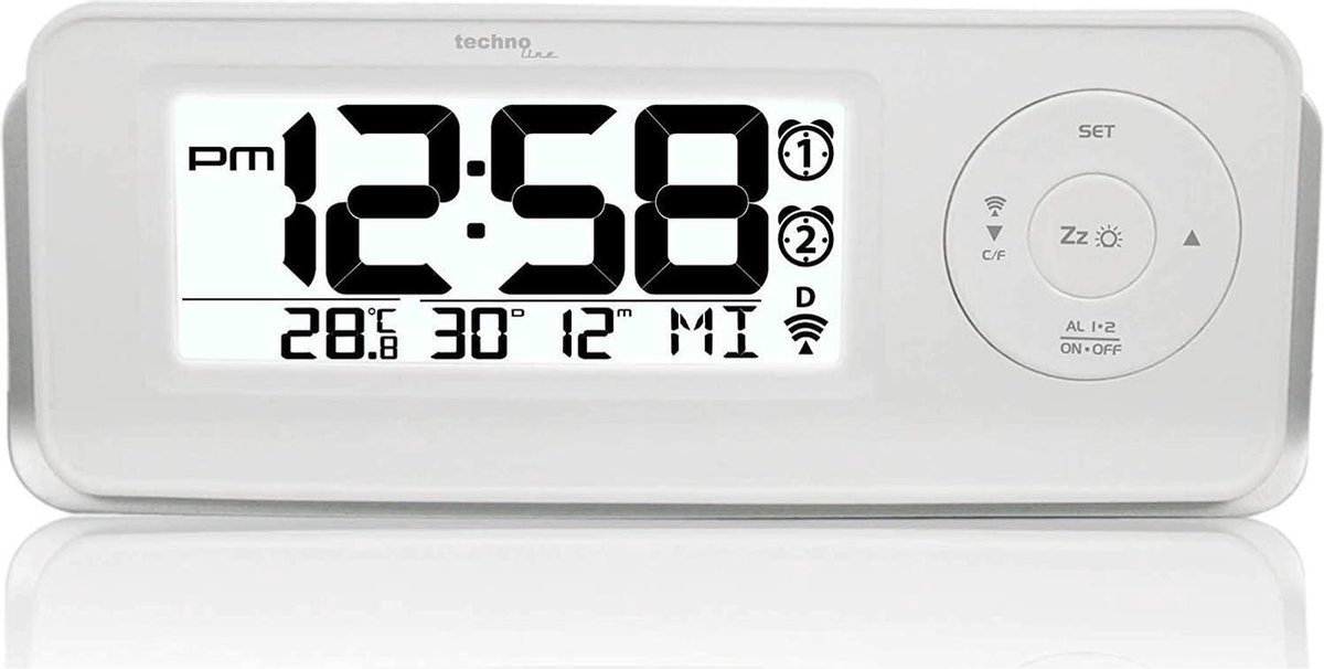 Techno Line 09599 WT 498s Wekker Zendergestuurd Alarmtijden: 2 - Blanco