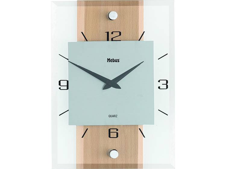 Mebus 18220 Wandklok Quartz 20 cm x 28 cm x 5 cm Beuken, Aluminium