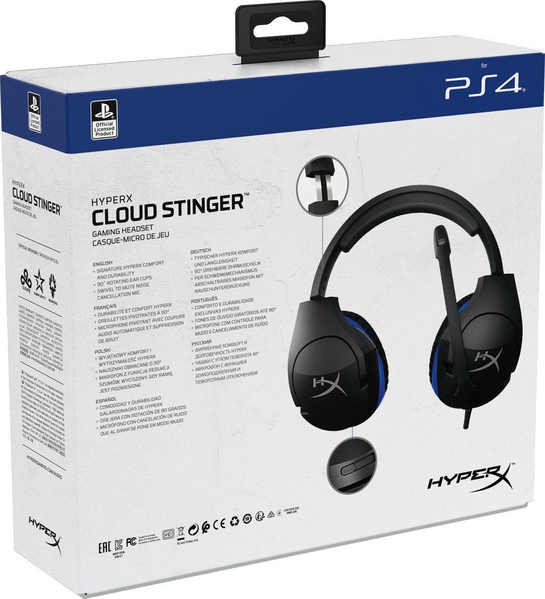 HyperX Cloud Stinger PS5/ps4 Gaming Headset - Black/blue