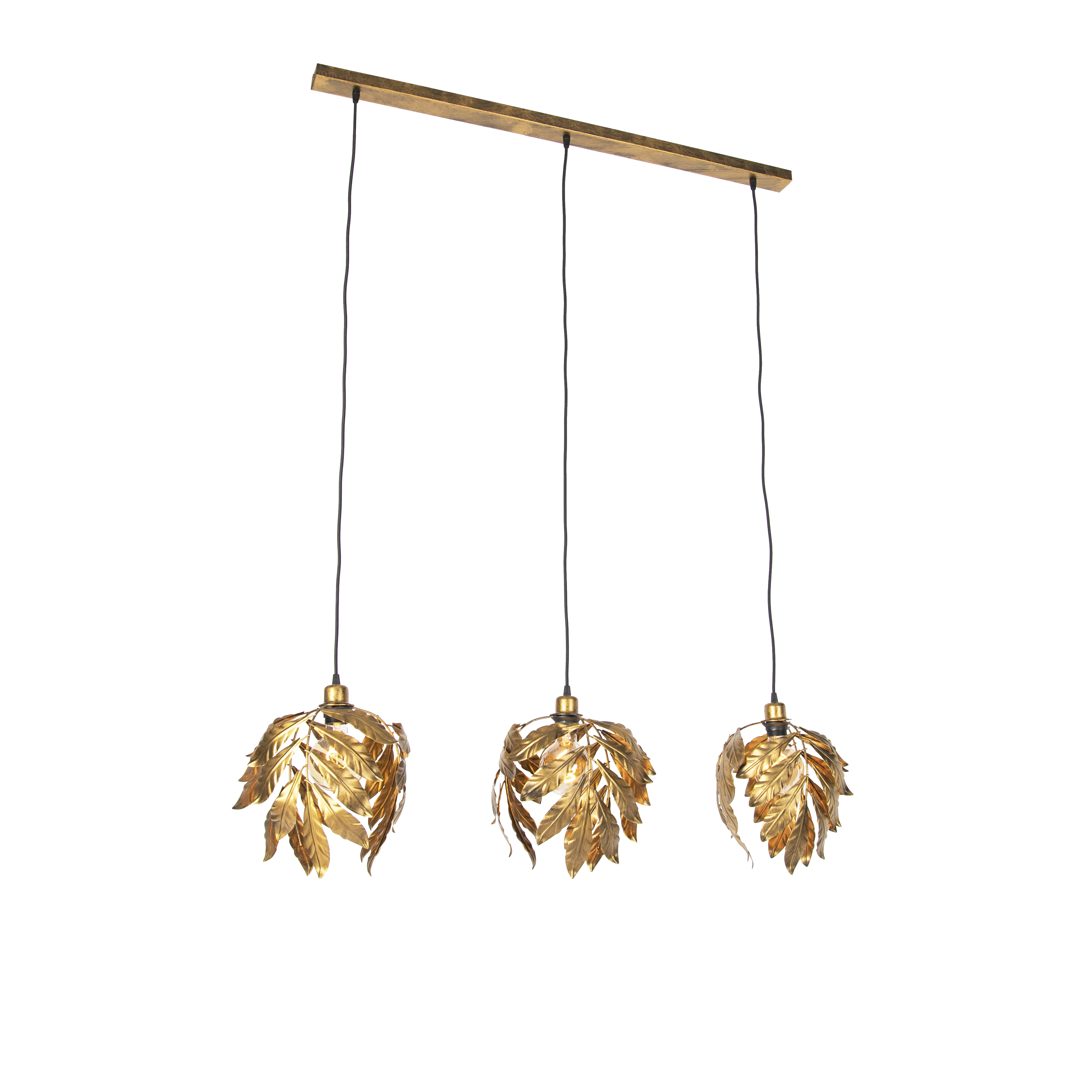 QAZQA Vintage hanglamp antiek goud langwerpig 3-lichts - Linden