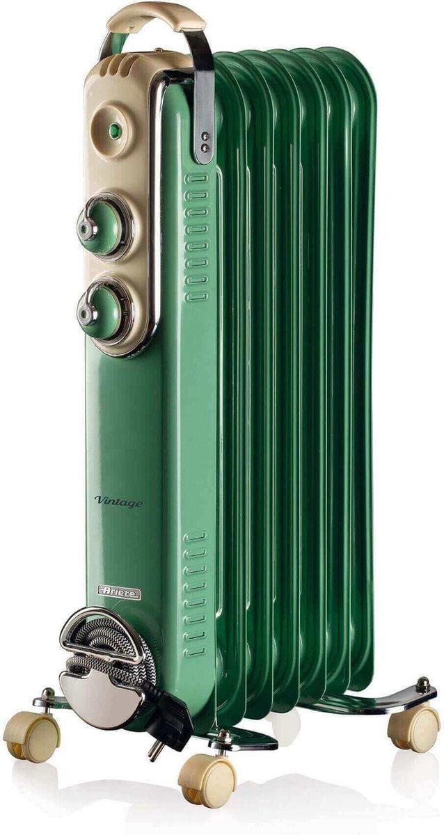 Ariete Radiador Aceite - 837/04, 1500W, 7 Elementos, Vintage Verde