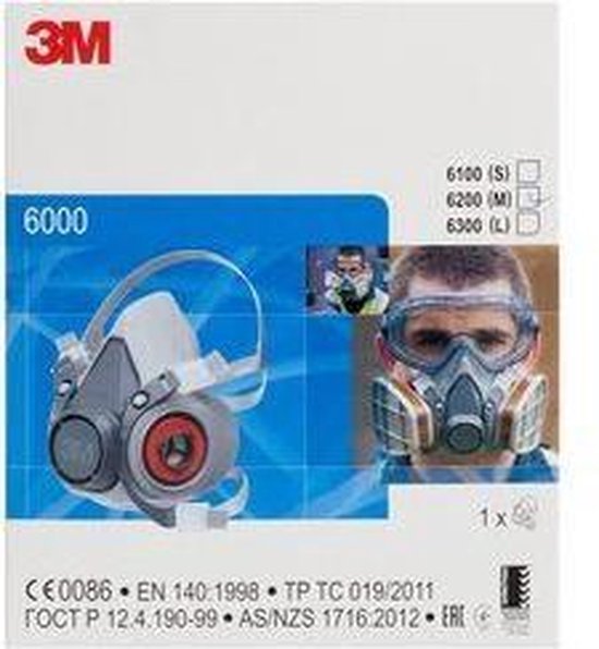 3M™ 6200 6200M Halfgelaatsmasker Zonder filter 1 stuk(s) DIN EN 140 - Grijs
