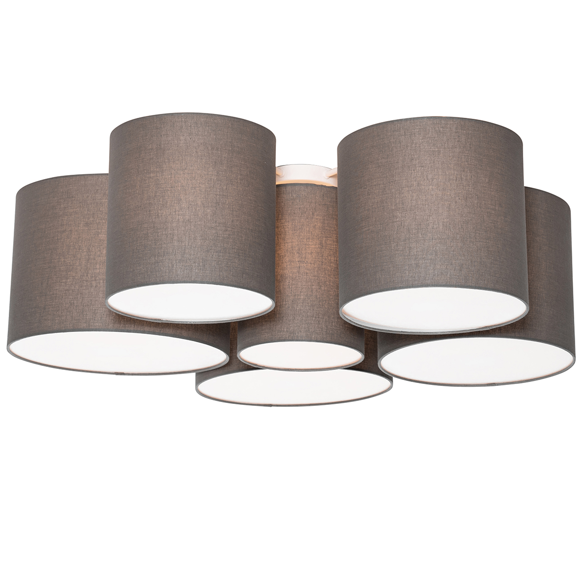 QAZQA Moderne plafondlamp taupe 6-lichts - Multidrum