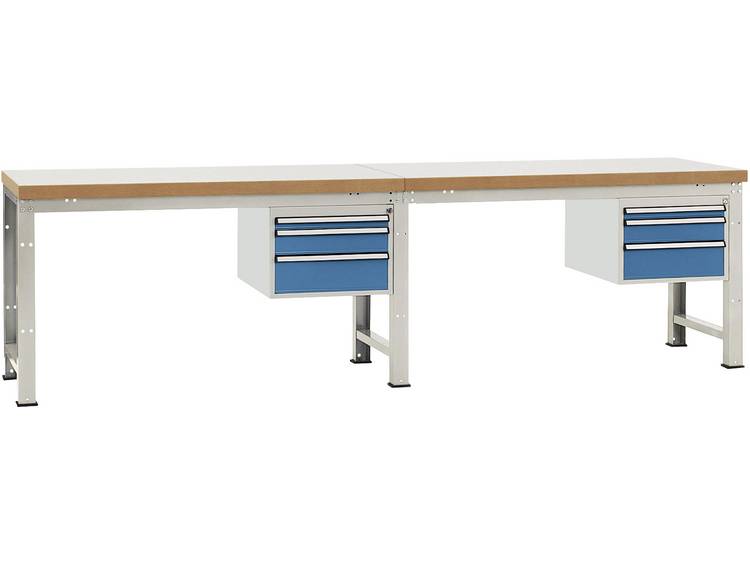 Manuflex WP5767.0002 Compleet werkbank basis- en aanbouw PROFI standaard met kunststof plaat, bxdxh = 4000 x 700 x 840 mm