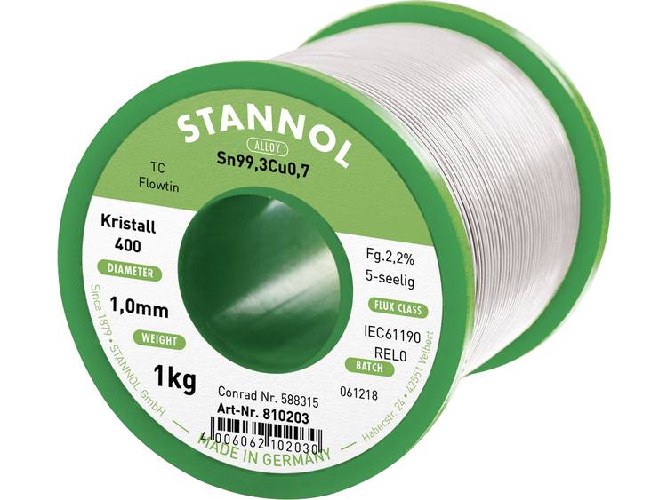 Stannol Flowtin TC Soldeertin, loodvrij Spoel Sn99.3Cu0.7 1000 g 1.0 mm