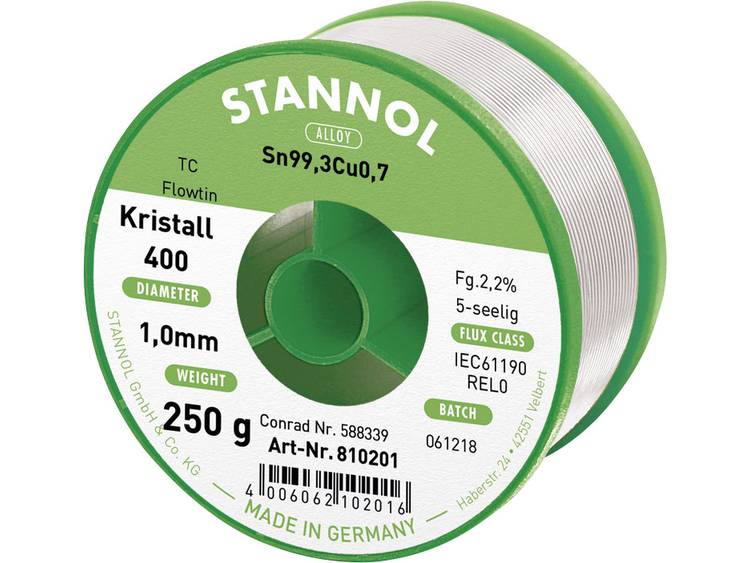 Stannol Flowtin TC Soldeertin, loodvrij Spoel Sn99.3Cu0.7 250 g 1.0 mm